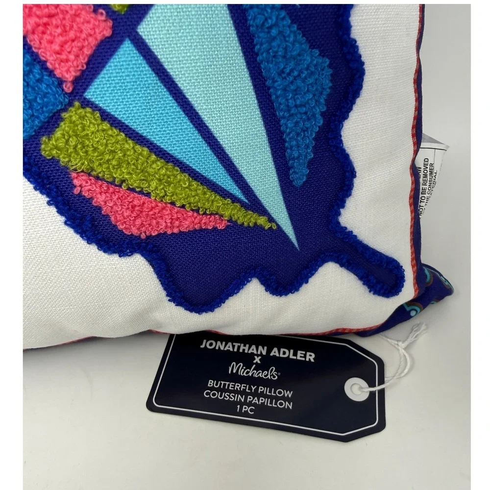 Jonathan Adler Butterfly embroidered decorative pillow